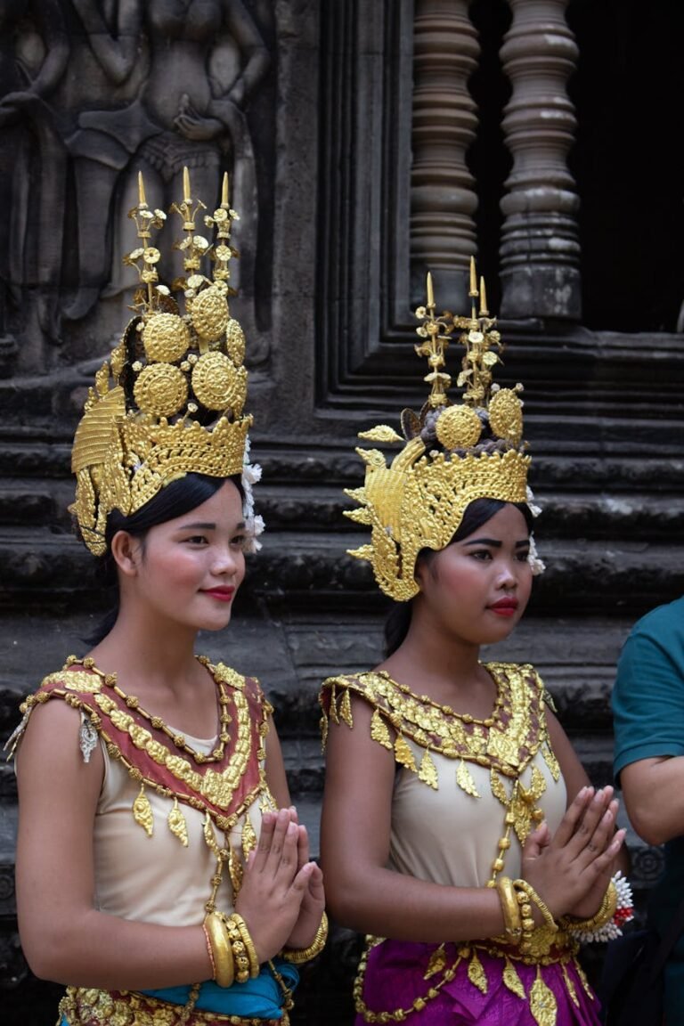 beautiful women in traditional clothing in cambodia